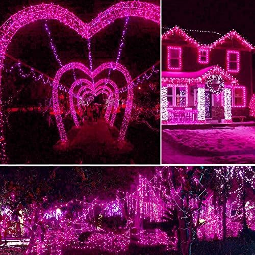 Rózsaszín String Fények, Valentin Napi Dekoráció, 500 LED Karácsonyi Fények Szabadtéri Csatlakoztassa Vízálló Csillogás, Fény, Buli,