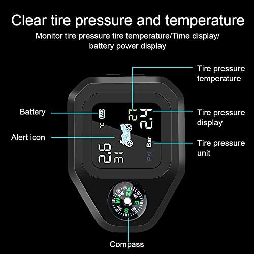 YWSZJ Motorkerékpár TPMS Gumiabroncs Hőmérséklet Riasztás USB Töltés LCD Kijelző Motor keréknyomás Ellenőrző Rendszer (Színes : Belső