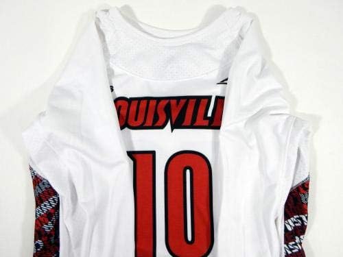 Női Uni a Louisville Cardinals 10 Játék Használt LS Fehér Jersey Lacrosse M 601 - Meccs Használt
