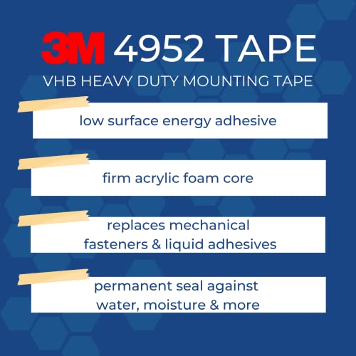 3M VHB Heavy Duty Szerelés Szalag 4952, 10 szélesség x 10 hosszúság (1 Csomag/2 Darab)