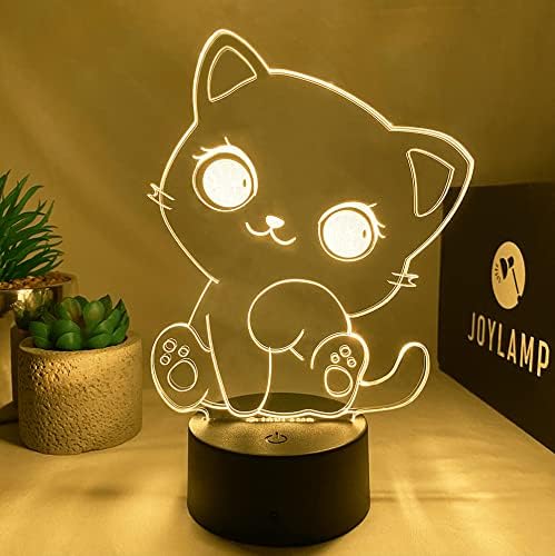 JoyLamp - 3D Macska Lámpa - Egy Éjszakai Fény, 16 Szín Távirányító - Hálószoba Dekoráció
