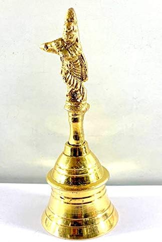Kézműves Vintage Egyedi Shree Krishna Kezelni Tömör Réz Puja Bhakti Harangok