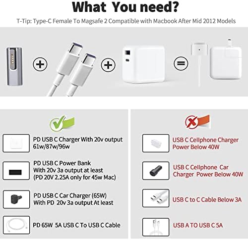 apexsun Mágneses T-Tipp USB-C Adapter Kompatibilis a Mágneses 2 MacBook Pro Air, C-Típusú PD Hatalom Gyorsan Töltő Adapter Csere
