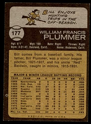 1973 Topps 177 Bill Plummer Cincinnati Reds (Baseball Kártya) EX/MT+ Vörösök