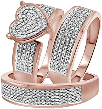 Hölgyek Csillogó Gyémánt Teljes Diamond-Dupla Gyémánt Meghatározott Gyűrű jegygyűrű Meghatározott Gyűrű Cirkónia Eljegyzési Gyűrű Két darabos