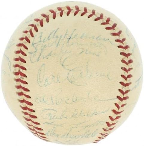 Jackie Robinson Roy Campanella 1956 Brooklyn Dodgers Aláírt Baseball PSA DNS-COA - Dedikált Baseball