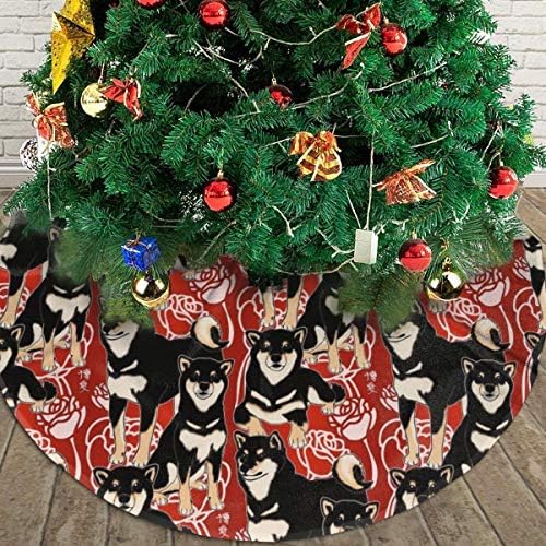 LVeShop Shiba Karácsonyfa Szoknya Luxus Kerek Beltéri Kültéri Lábtörlő Rusztikus Karácsonyfa Ünnepi Dekoráció（30/36/48 Három