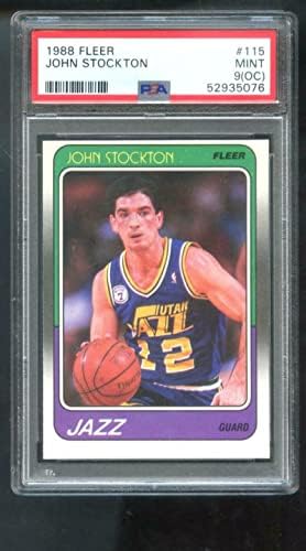 1988-89 Fleer 115 John Stockton KEZDŐ RC PSA 9 (OC) Osztályozott Kosárlabda Kártya NBA - Aláíratlan Kosárlabda Kártyák