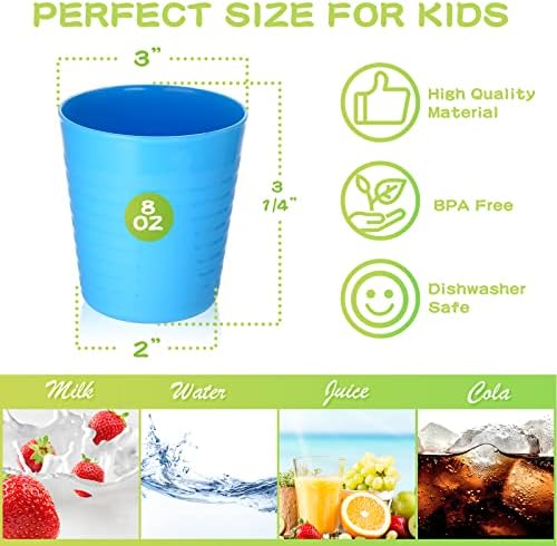 48 Db 8 oz Gyerekek Műanyag Poharak Újrafelhasználható Kisgyermek Műanyag Poharat, Mosogatógépben is tisztítható, Fényes,