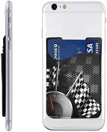 Kockás Zászló Racing Telefon Kártya Tartóját Pu Bőr Hitelkártya Id Esetben Tasak 3m Ragasztó Ujjú Minden Okostelefonok