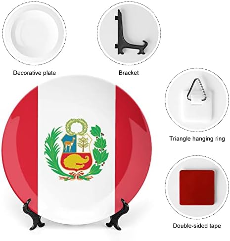 Perui FlagCeramic Dekoratív tábla állvánnyal Egyéni Csont Kína Home Plate Otthoni Nappali Konyha