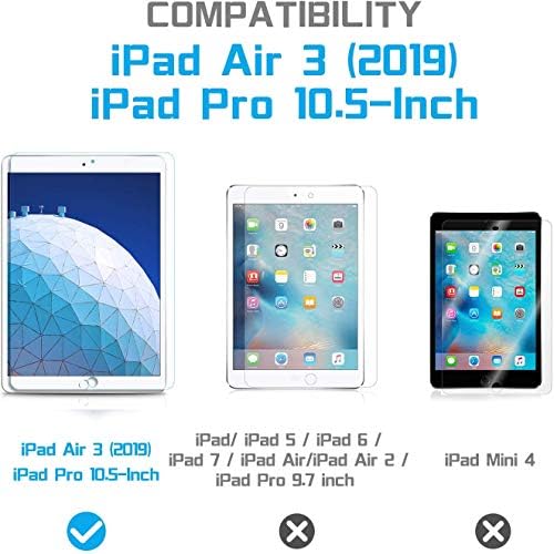 TANTEK [3-Pack képernyővédő fólia az iPad 3 (2019) 10.5 cm / iPad Pro 10.5 (2017),Edzett Üveg Film,Ultra Tiszta,Anti Karcolás,Buborék
