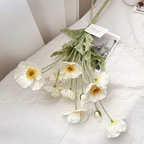 Kamang Mesterséges Poppy Fehér Selyem Virág (3 Szár) a Tavaszi lakberendezés, valamint Esküvő. Igazi Kapcsolatot Fehér Hamis Virág. Fehér