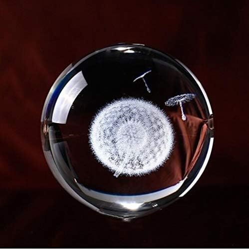 WCPJYZQ 60mm/80mm 3D Kristály gömb Üveg Vésett Miniatűr Föld Modell Gömb Kristály Kézműves Dísz Gömb lakberendezési (Szín:Pitypang