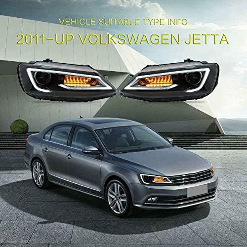 VLAND Fényszóró Szerelvény Alkalmas Volkswagen Jetta 2012 2013 2014 2015 2017 2018(NEM GLI),LED-es Első Lámpa a DRL Szekvenciális indexet