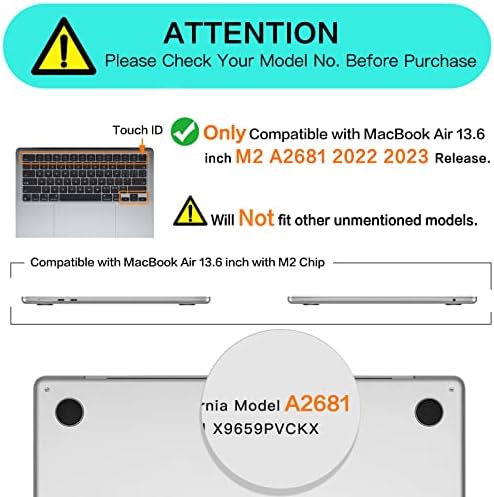MOSISO Kompatibilis MacBook Air 13.6 hüvelyk Esetben 2022 2023 Kiadás A2681 M2-es Chip Touch ID Kemény Műanyag hüvely&válltáska&Billentyűzet