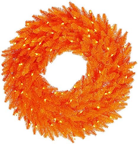 Vickerman 30 Narancs Mesterséges Karácsonyi Koszorú, Narancs Dura-égő Izzó Mini Fény - Mű Fenyő Karácsonyi Koszorú - Beltéri