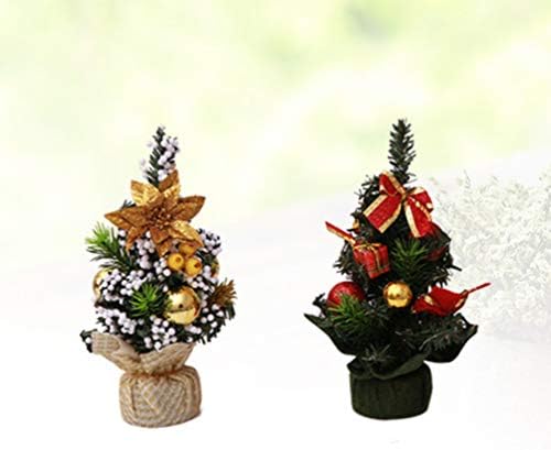 NUOBESTY Decoraciones para Salas De la Casa 2db Mini Asztali karácsonyfát Díszített karácsonyfát Orr Mikulásvirág Virág, Ajándék Doboz,
