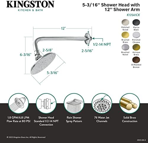 Kingston Réz K135A6CK Viktoriánus zuhanyfej, Csiszolt Nikkel