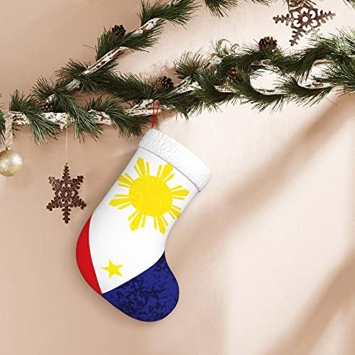 QG ZZX Karácsonyi Harisnya, Fehér Szuper Puha Plüss Bilincset a Filippínó Zászló Karácsonyi Harisnya Karácsonyi Díszek Harisnya