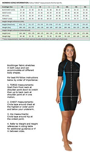 EcoStinger® Nők Teljes Test Fürdőruha Sunsuit Rövid Ujjú UV Védelem UPF50+ Fekete, Kék