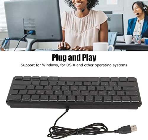 PUSOKEI 64 Kulcsok Gaming Billentyűzet, Mini USB Vezetékes Számítógép Billentyűzet, Plug and Play Ergonomikus, Kompakt Billentyűzet RGB