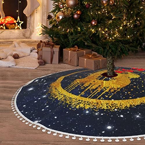 Karácsonyfa Szoknya Pom Trim Retro-Galaxy-Bitcoin-Blokklánc Ünnep a Karácsony Otthon Dekoráció 36