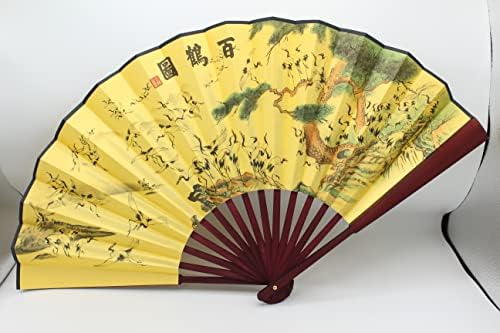 Klasszikus Kínai Palota Bambusz Selyem, Papír, Kezében Legyező Wall Art Lakberendezési (Száz Daruk)