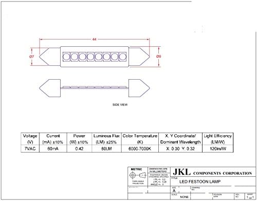 1/2 / 5/10, vagy 25 db JKL LED Girland Izzók - 7V 60mA Izzó - 44mm x 7mm Méret (2 db)