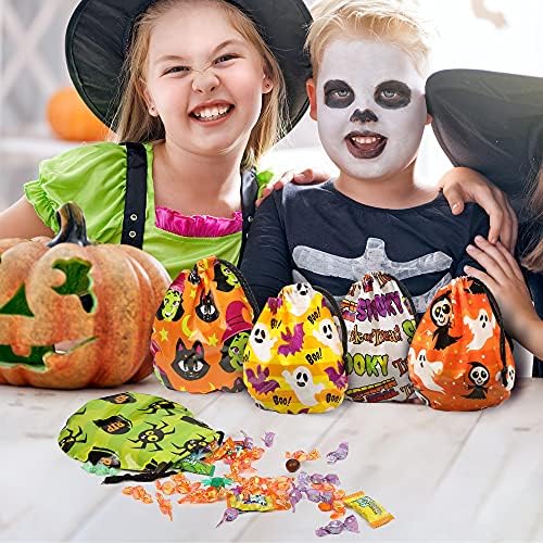 JOYIN 60 Halloween Húzózsinórral Édesség Kezeli Táskák Gyerekek Halloween Csokit vagy Csalunk Fél Javára Kellékek, Tantermi Candy