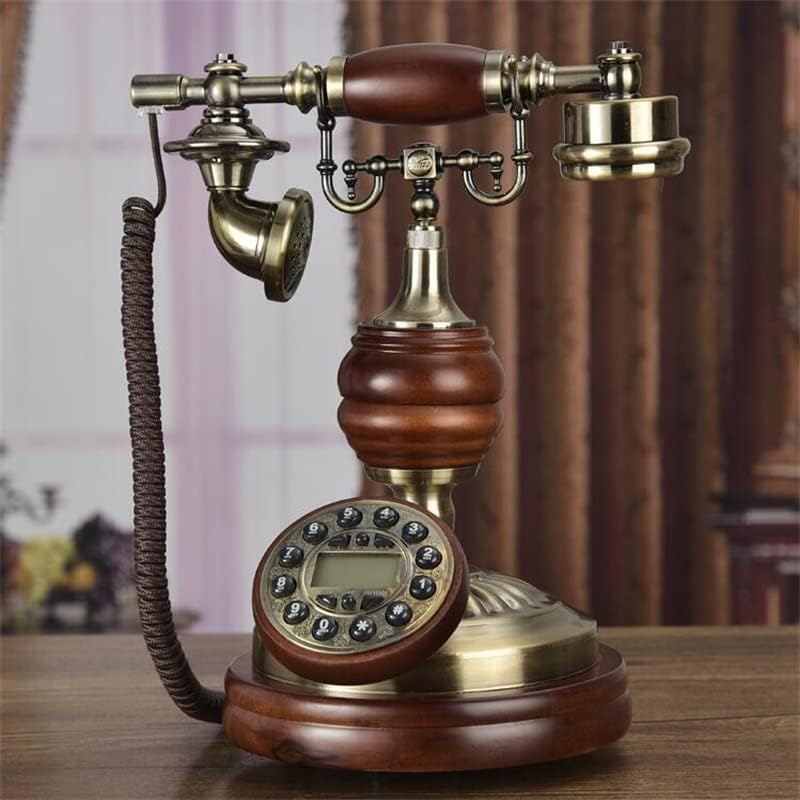 GaYouny Tömör Fa gyorstárcsázás Retro Telefon Asztali Vezetékes Vezetékes Telefon Hívófél-AZONOSÍTÓ Elektronikus Csengő Vezetékes Telefon (Szín