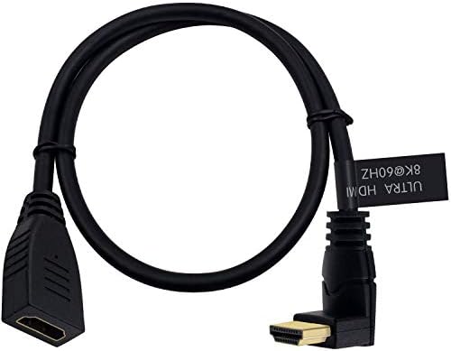 Poyiccot 8K HDMI Hosszabbító Kábel, HDMI 2.1 Kábel 90 Fokos Szögben HDMI Férfi-Nő 8K HDMI 2.1 Kábel 48Gbps nagysebességű 8K 60Hz, 4K-120