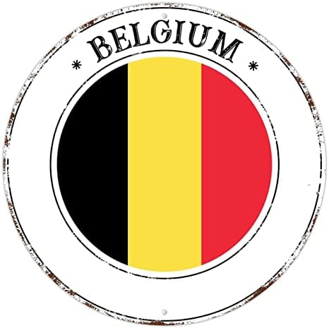 Belgium Nemzeti Zászló Fém Koszorú Jelek Wall Art Dekor Alumínium Fém Kerek Adóazonosító Jele, Kopott, Rozsdás Ingyenes Időjárásálló Hazafias