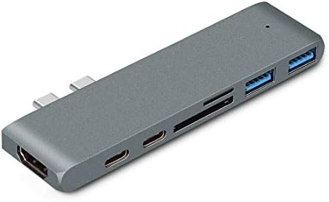 7 az 1-ben USB-C-Hub USB 3.1 C Típusú Dock Adapter Kártya Olvasó 4K HDMI MacBook Pro (Szürke)