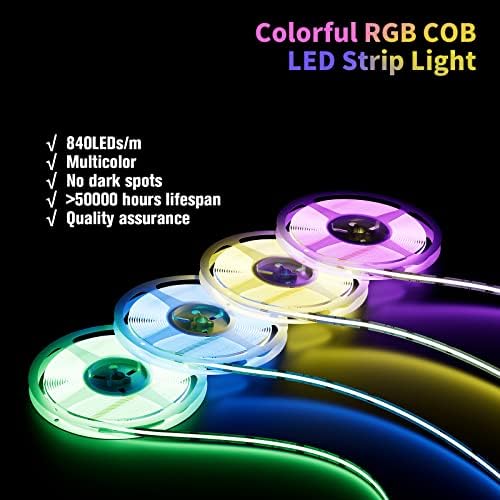PAUTIX RGB COB LED Szalag Lámpa 16.4 ft/5m UL 24V színváltó Fény Csík 4200LEDs Többszínű Rugalmas Szalag Világítás,10mm Csatlakozók,Intelligens
