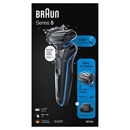 Braun Series 5 5031s Elektromos Borotva, Precíziós Nyíró & Tisztító Kefe Mellékletek, Wet & Dry, Újratölthető, Vezeték nélküli Sorozat