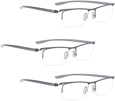 Földhasználati jogok 3 darab Fél-rim Olvasó Szemüveg + 3 Fél Csomag-Fém felni Olvasó Szemüveg (Összesen 6 Pár Olvasók +1.75)