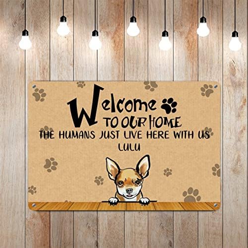 Alioyoit Vicces Kutya Fém Adóazonosító Jel Emléktábla Chihuahua Egyéni Kutya Neve Üdvözöljük Az Otthon, mint egy Kutya Ajtó
