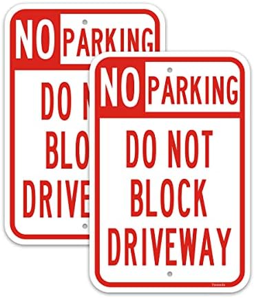 Nagy Nem lehet parkolni Nem Blokkolja a Felhajtón Jel 2-Pack 18x12 .040 Rozsda Mentes, nagy teherbírású Alumínium Fényvisszaverő UV Védett
