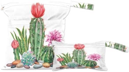 Zamatos Kaktusz Trópusi Nedves-Száraz Táska 2 Csomag Cipzár,Retro Virág Nyári Virágos Ruhát, Táskát Szervező Tok Vízálló Újrafelhasználható