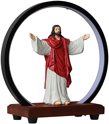 DUMEINA Színes Jézus Szobor,10-es lámpa Gyűrű USB Interfész,Alkalmas Ajándékozás,Vallási Dekoráció, valamint Gyűjteménye szent