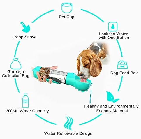 Kutya vizes Palack 4 az 1-ben Hordozható Pet Tál Víz Adagoló kutyasíp, Pet Travel 10OZ (300ML) Csésze Víz, az Élelmiszer-Tartály,