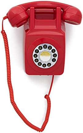 GPO 746 Fali Nyomógomb Retro Vezetékes Telefon - Göndör Kábel, Eredeti Harangot - Piros