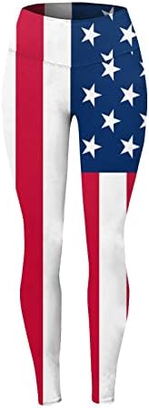 Július 4-én Leggings a Nők Amerikai Zászló, Magas Derék Futás, Jóga Leggings Ultra Puha Stretch Kényelmes Edzés Tornaterem Nadrág