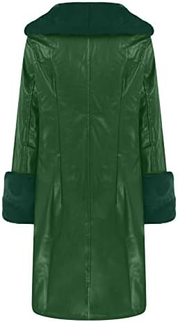 Bőr Kabát Női PU műszőrme Gallér Gomb Le Télen Meleg, Vastag Kabátok Felsőruházat Plus Size
