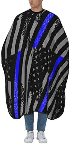 55x66 Hüvelyk Poliészter Haj Vágás Cape Vékony Kék Vonal-Zászló-a Rendőrség Szalon Fodrász Cape Állítható Snap Bezárása Haj Vágás,