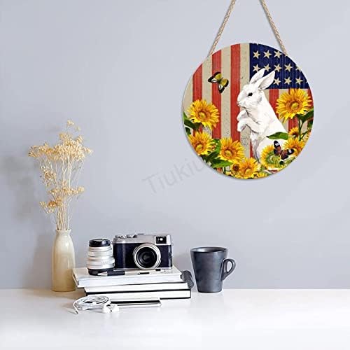 Szívesen Nyúl Amerikai Zászló Pillangó Napraforgó Vintage Adóazonosító Jel, Kutya, Anya Régi Fal, Ajtó, Művészet, Jelet,