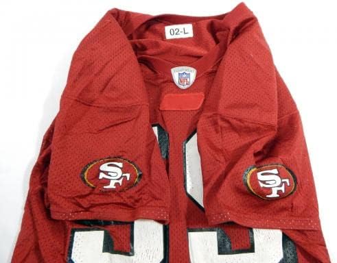 2002-ben a San Francisco 49ers 59 Játékban Használt Piros Gyakorlat Jersey L DP34421 - Aláíratlan NFL Játék Használt Mezek