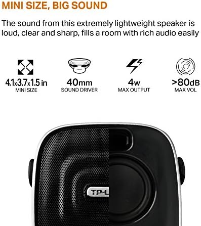 TP-Link Hordozható Bluetooth Hangszóró HD Hang, 66ft Vezeték nélküli Hatótávolság, 40mm Nagy Hang Driver Extra Bass, Mini Hangszóró, Állítható