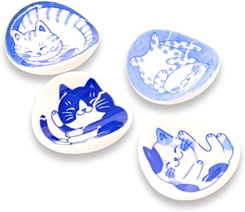 MIno Ware Evőpálcika Többi meghatározott, Aranyos Aranyos Macskák Design, Japán Kerámia Edények, Készlet 4
